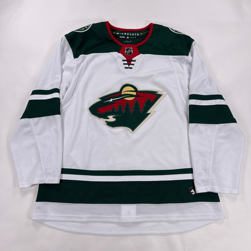 Minnesota Wild Jersey 54 Mens XL White Away adidas Climalite NHL Fight Strap